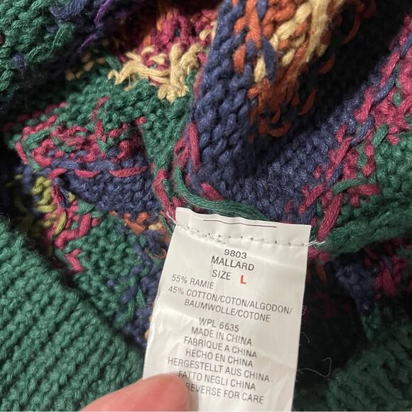 WOOLRICH Vintage90s Chunky Hand Knitted Southwestern Sweater Green Size L - Picture 5 of 5